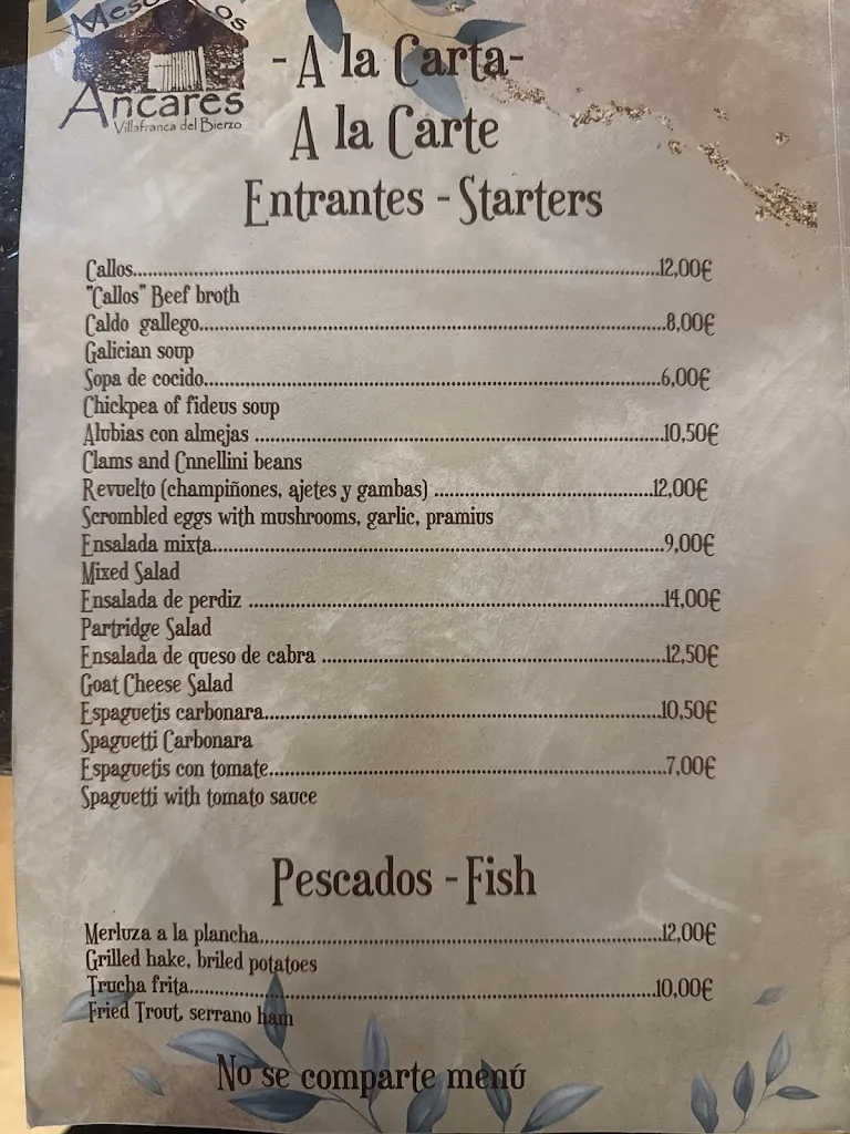 Menu_Mesón Los Ancares_Villafranca del Bierzo_image_4