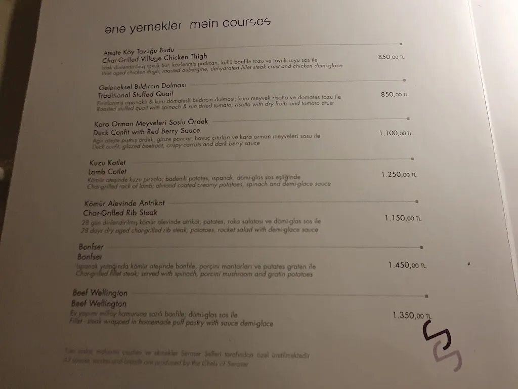 Menu_Seraser Fine Dining Restaurant_Turcia_image_1