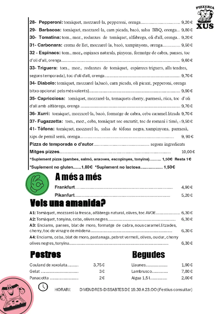 Menu_Pizzeria Xus- Oh My Xus!_Agramunt_image_1