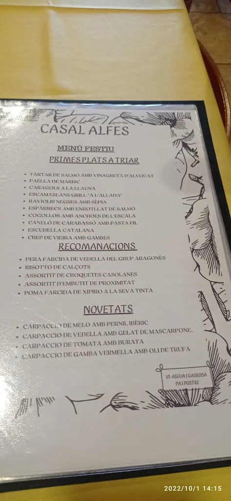 Menu_Casal d'Alfés_Alfés_image_1