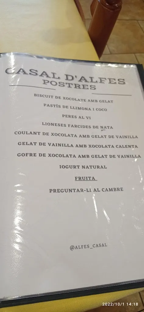 Menu_Casal d'Alfés_Alfés_image_3