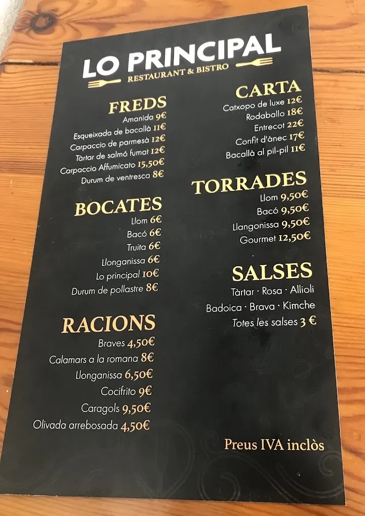 Menu_RESTAURANTE BISTRO LO PRINCIPAL D’ ALCARRAS_Alcarràs_image_1