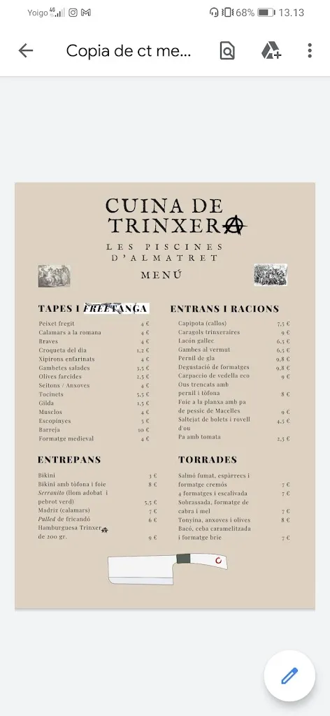 Menu_Cuina de Trinxera Almatret_Almatret_image_3