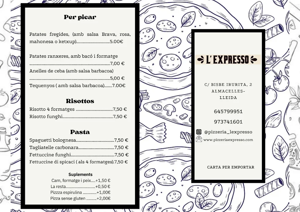 Menu_Restaurant Pizzeria L'Expresso_Almacelles_image_1