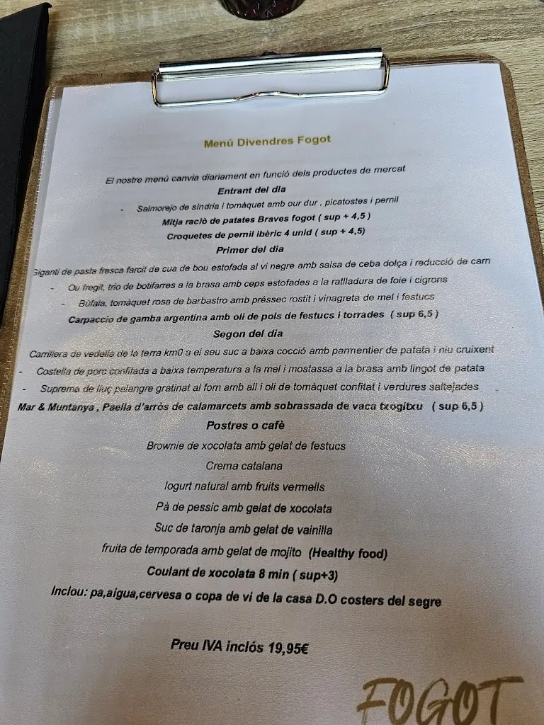 Menü_Fogot restaurant_Anglesola_Bild_1