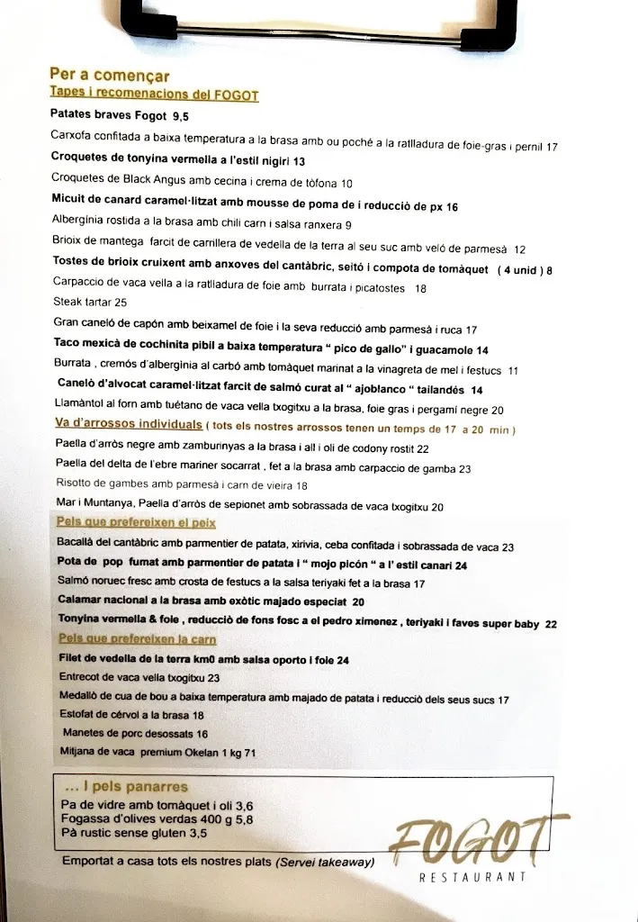 Menü_Fogot restaurant_Anglesola_Bild_2