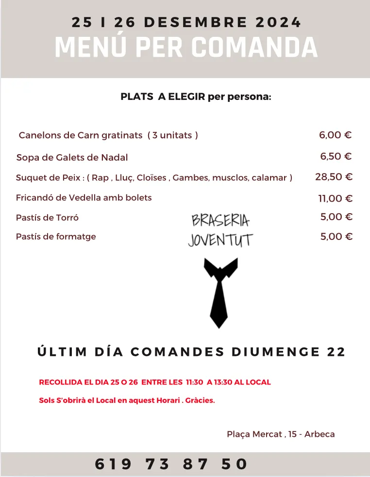 Menü_Bar - Braseria Joventut_Arbeca_Bild_2