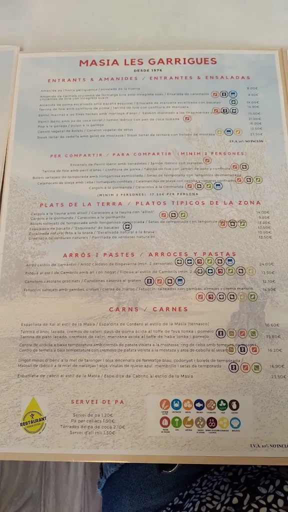Menu_Restaurant Masia les Garrigues_Arbeca_immagine_4