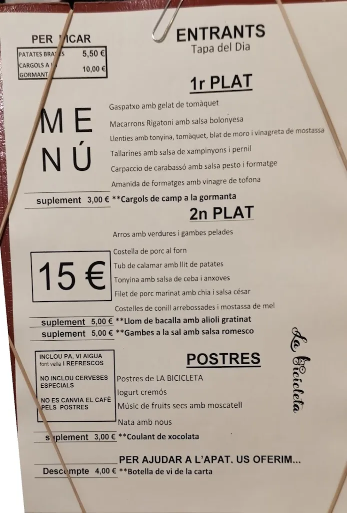 Menu_Restaurant La Bicicleta_Artesa de Segre_image_2