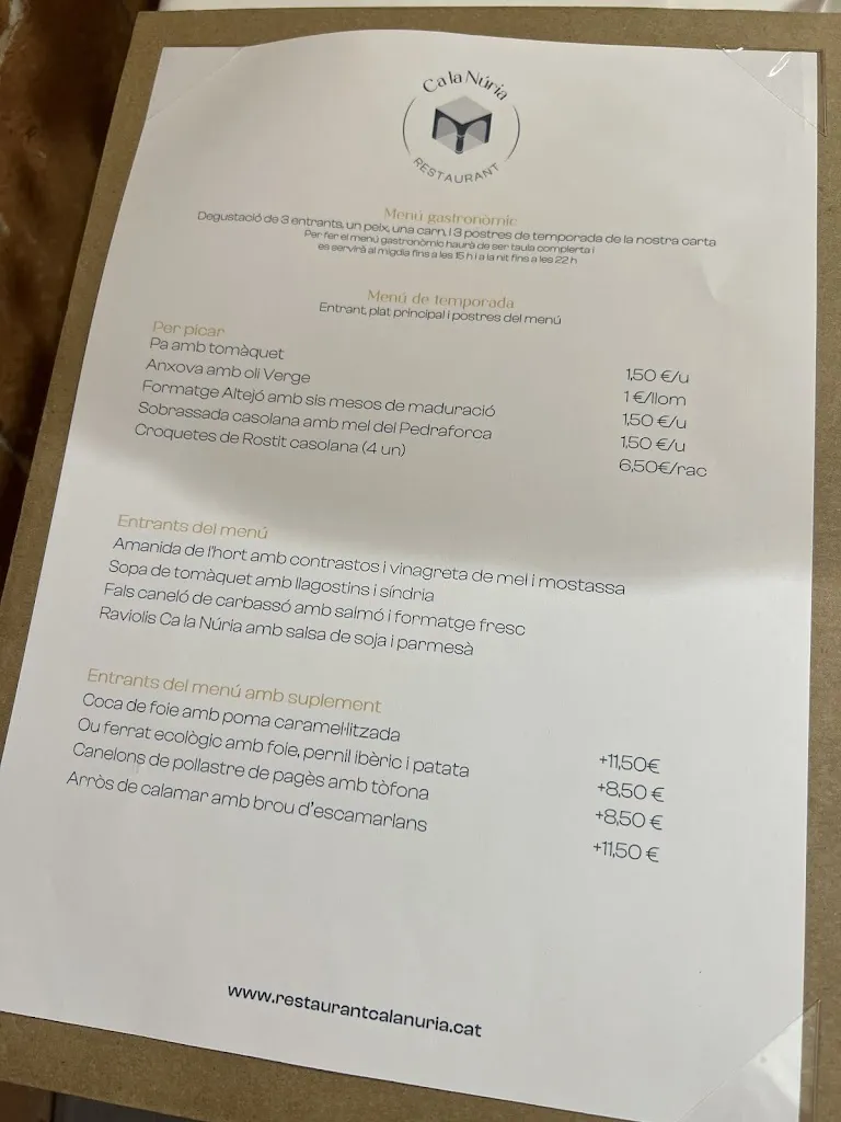 Menu_Restaurant Ca la Núria. Bellver_Bellver de Cerdanya_immagine_1