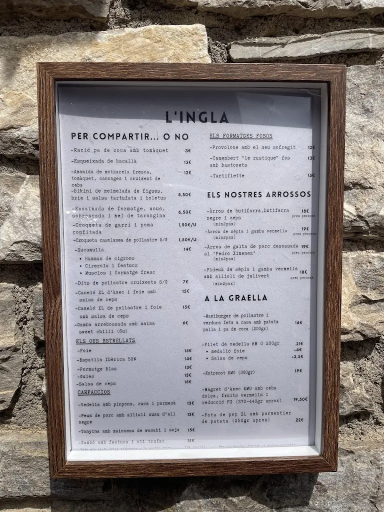 Menu_L'Ingla Restaurant_Bellver de Cerdanya_immagine_1