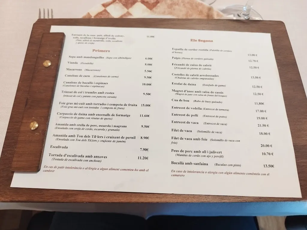 Menu_Restaurant Lo Pigal Casa Kiko_Baix Pallars_image_4