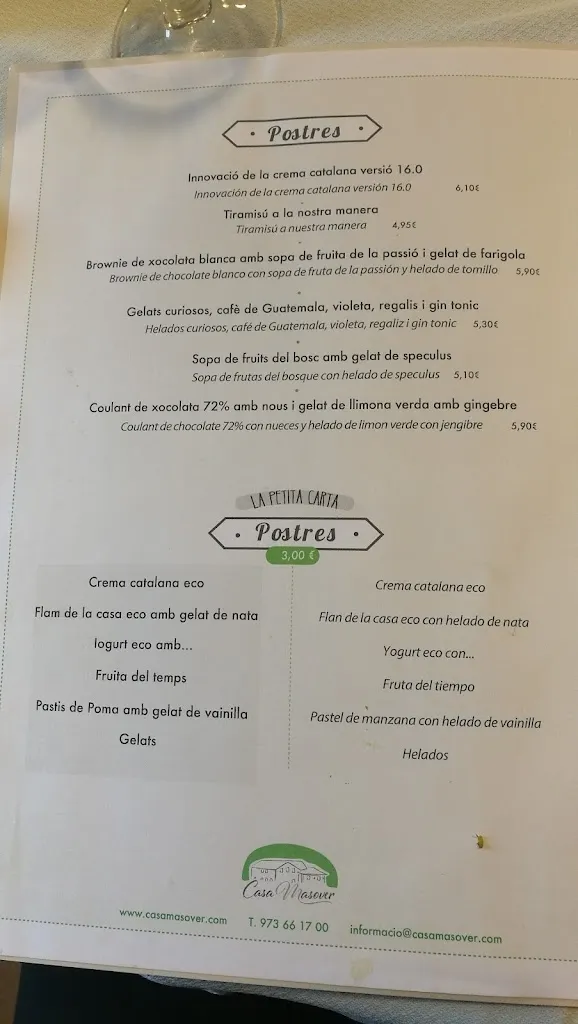Menu_Casa Masover Restaurant_Baix Pallars_image_4