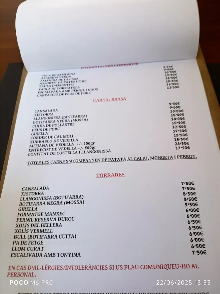 Menu_Braseria les Falles_Baix Pallars_image_1