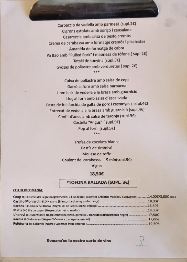 Menu_Cabana d'en Geli_Bassella_image_1
