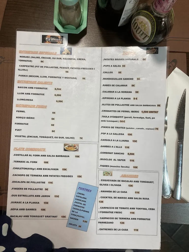 Menu_Bar Restaurant Sancho_Borges Blanques Les_image_1