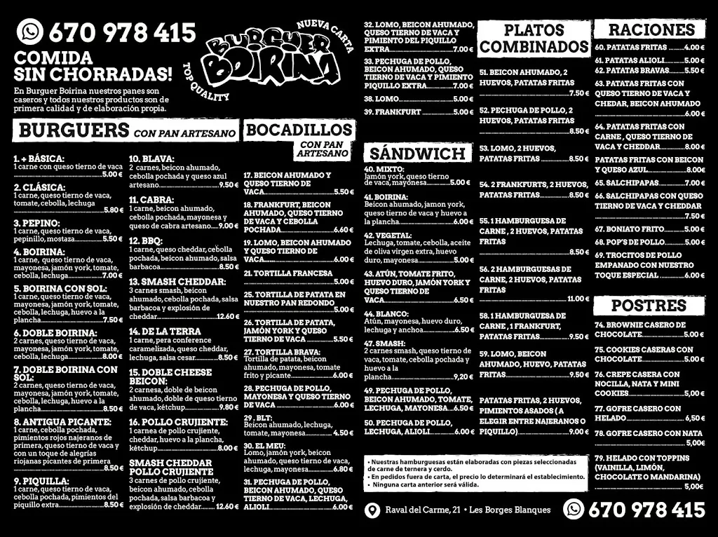 Menu_Burguer Boirina Hamburguesería Restaurante_Borges Blanques Les_image_2