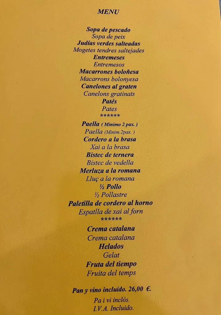 Menü_Restaurant Cabana d'Aubàs_Bossòst_Bild_2