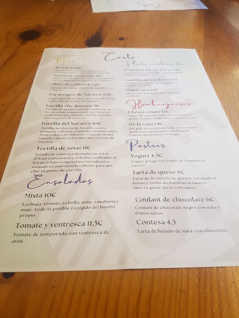 Menu_Restaurante The Bossost_Bossòst_image_2