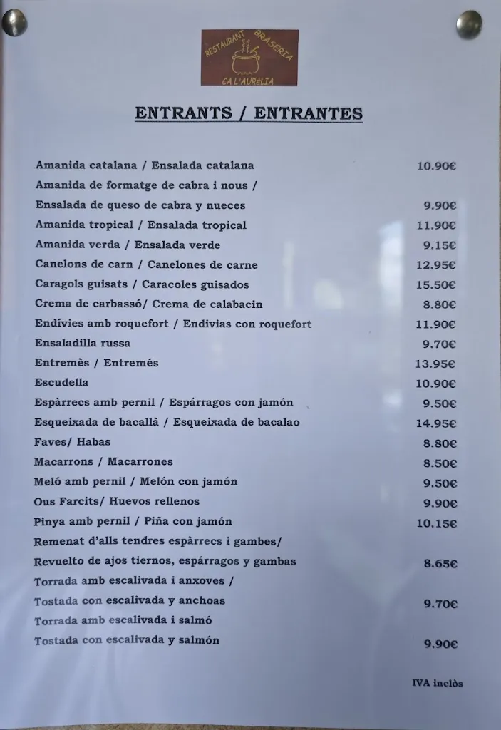 Menu_Restaurant Braseria Ca l'Aurèlia_Castell de Mur_image_1