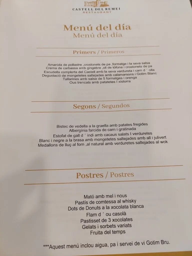 Menu_Restaurant Castell del Remei_Castell de Mur_image_1