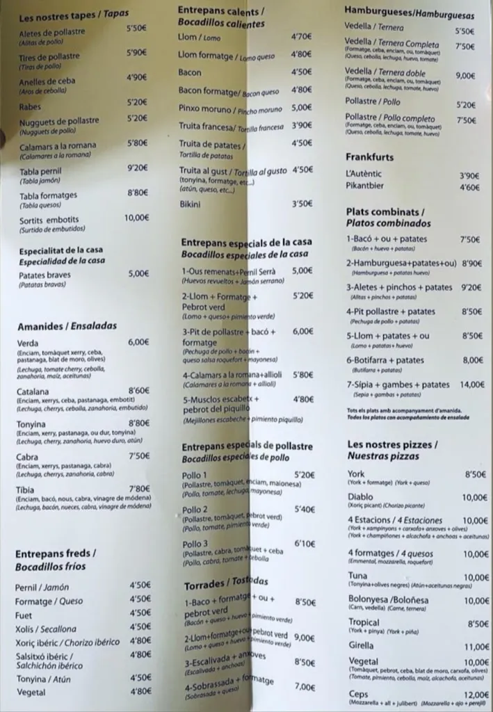 Menu_L'Antigualla Classic bar- Burger, Bocatas, pizzas y platos combinados, tapas en Tremp_Castell de Mur_image_3