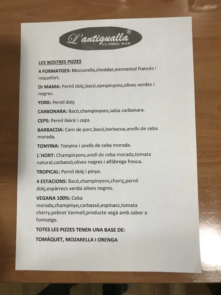 Menu_L'Antigualla Classic bar- Burger, Bocatas, pizzas y platos combinados, tapas en Tremp_Castell de Mur_image_4