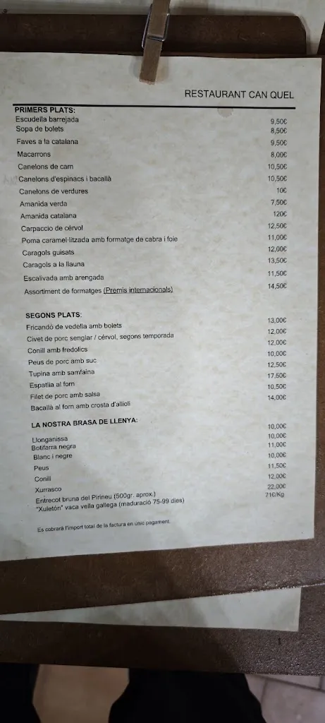 Menu_Restaurant Can Quel_Castell de Mur_image_3