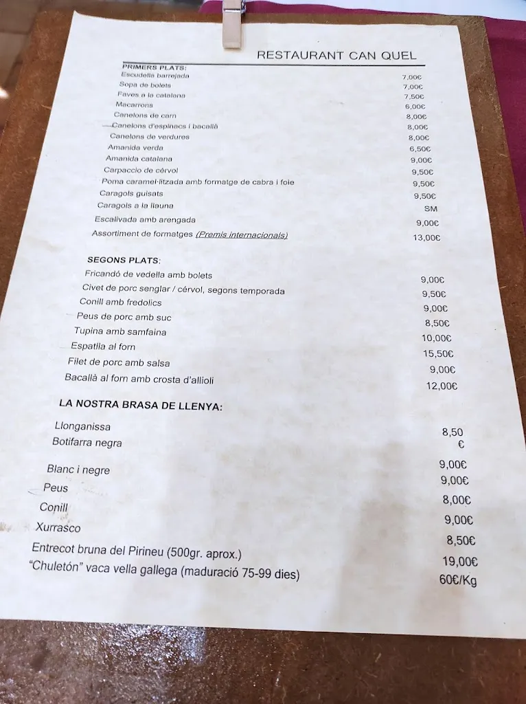 Menu_Restaurant Can Quel_Castell de Mur_image_4