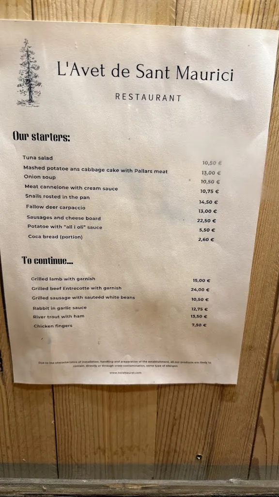 Menu_L'Avet de Sant Maurici_Espot_image_1