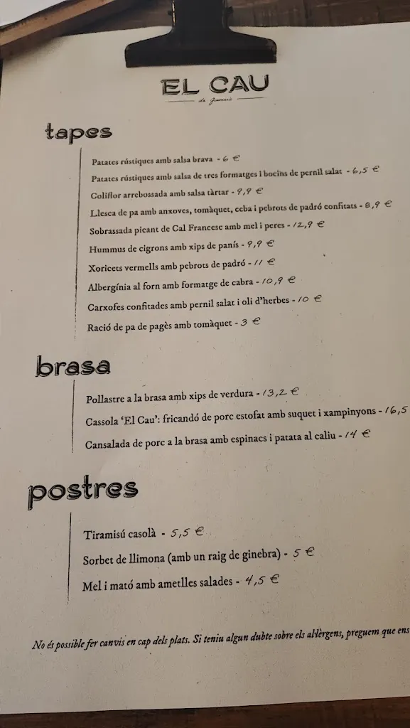 Menu_El Cau De Guimerà_Guimerà_image_2