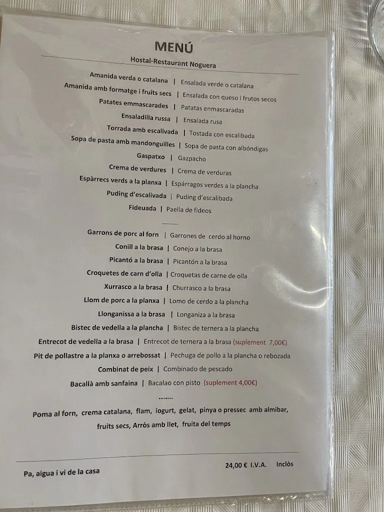 Menu_Restaurant Noguera_Ivars de Noguera_image_1