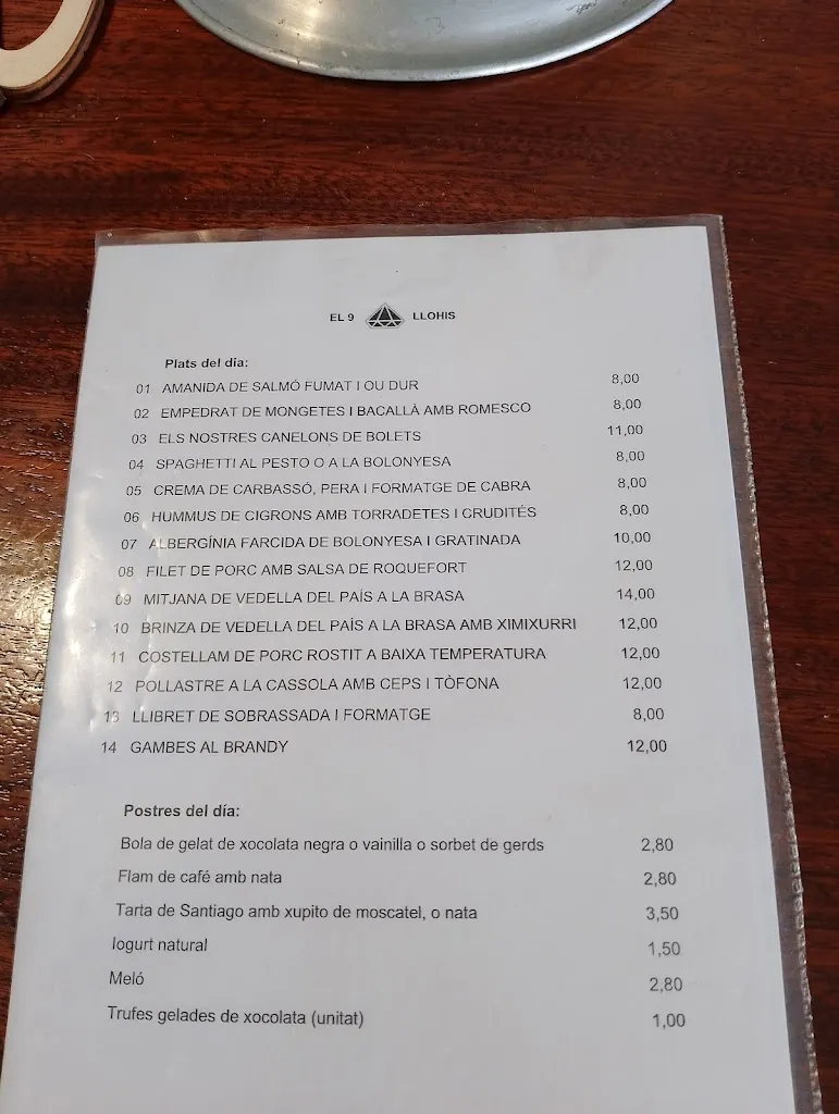 Menu_Restaurant 9 Llohis_Guixers_image_3