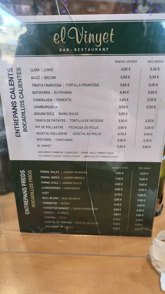 Menu_Restaurant El Vinyet_Guixers_image_1