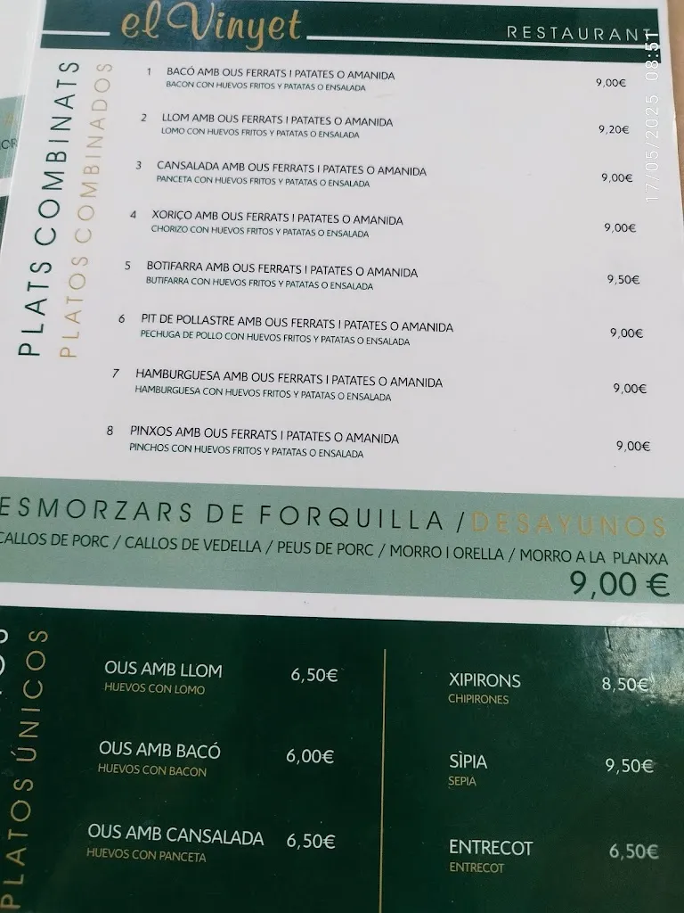 Menu_Restaurant El Vinyet_Guixers_image_2