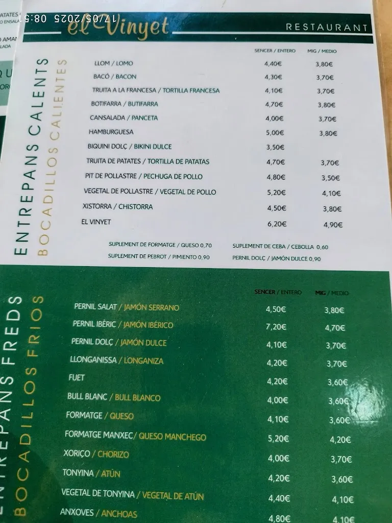 Menu_Restaurant El Vinyet_Guixers_image_3