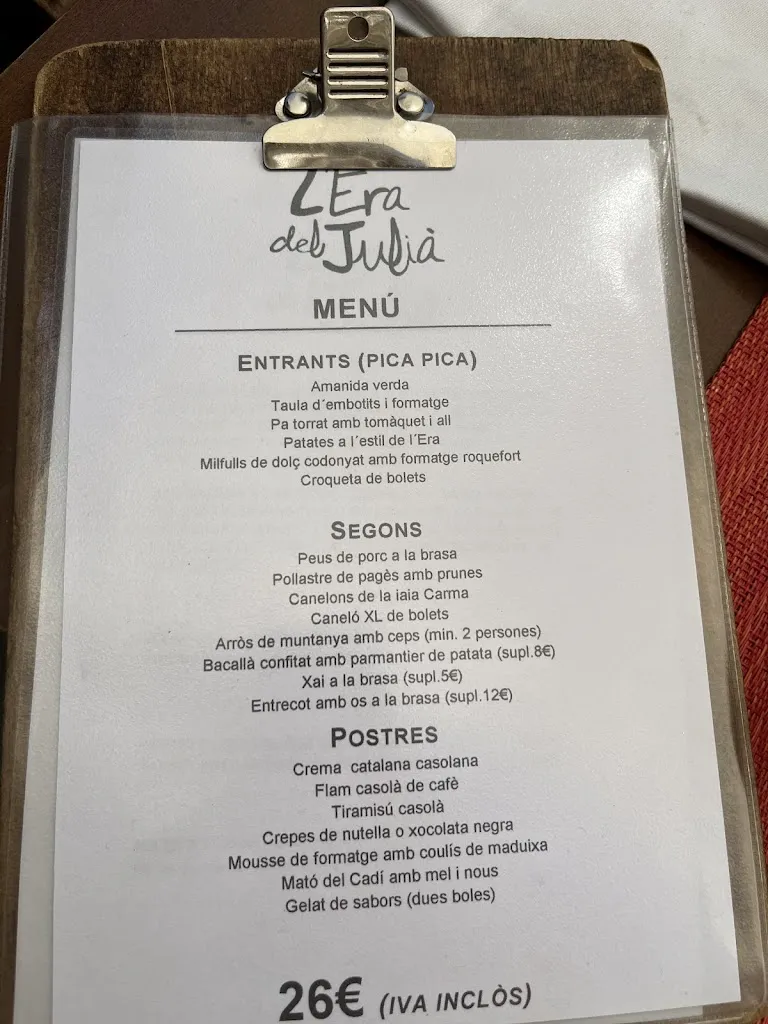 Menu_L'Era del Julià, Restaurant de muntanya_Montferrer i Castellbò_immagine_2