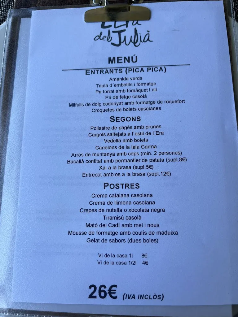Menu_L'Era del Julià, Restaurant de muntanya_Montferrer i Castellbò_immagine_3