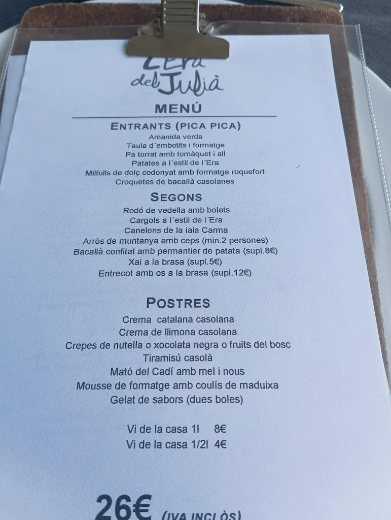 Menu_L'Era del Julià, Restaurant de muntanya_Montferrer i Castellbò_immagine_4