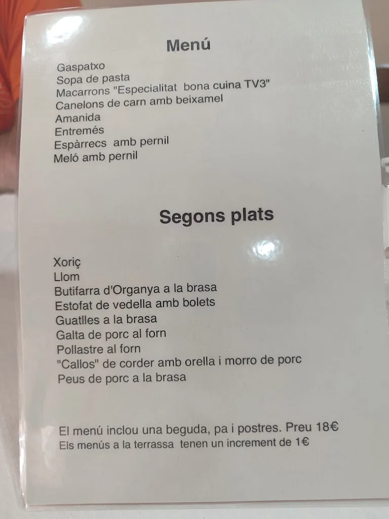 Menü_Bar Restaurant El Portal_Organyà_Bild_3