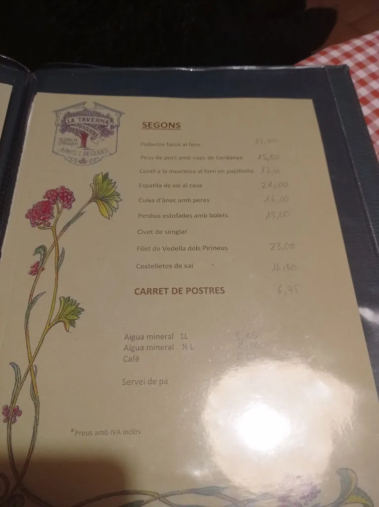 Menu_La Taverna dels Noguers_Pont de Bar El_immagine_1