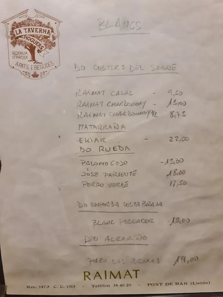 Menu_La Taverna dels Noguers_Pont de Bar El_immagine_3