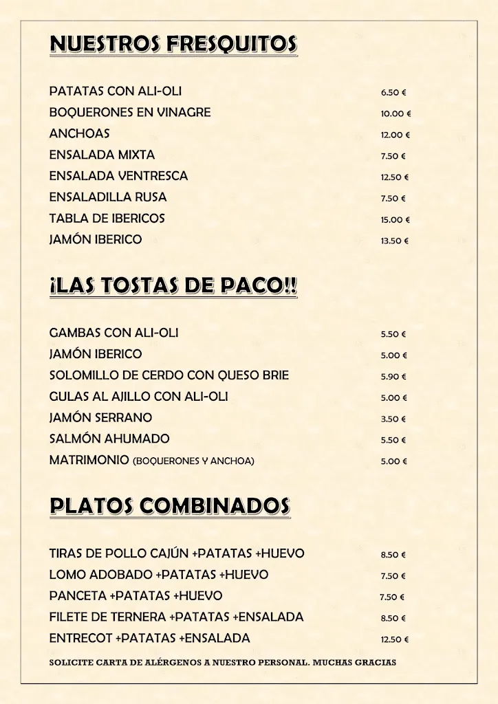 Menu_CERVECERIA EL PEAJE_Pont de Bar El_image_1