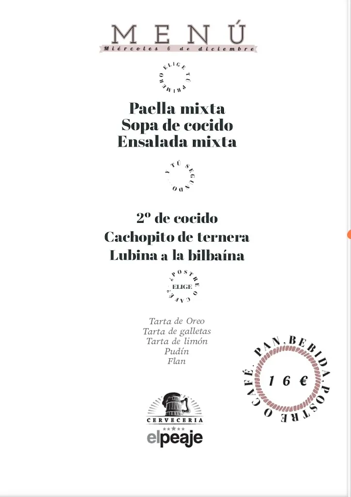 Menu_CERVECERIA EL PEAJE_Pont de Bar El_image_4