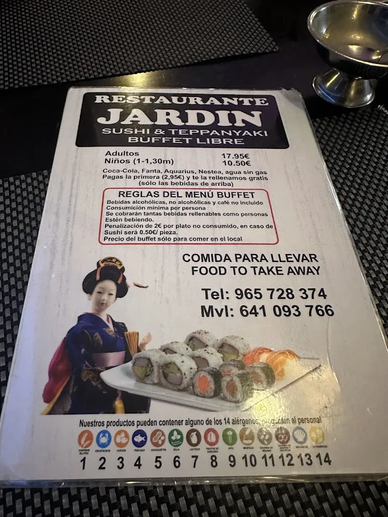 Menu_Sushi & Teppanyaki Buffet Libre Restaurante Jardín_Guardamar del Segura_image_2