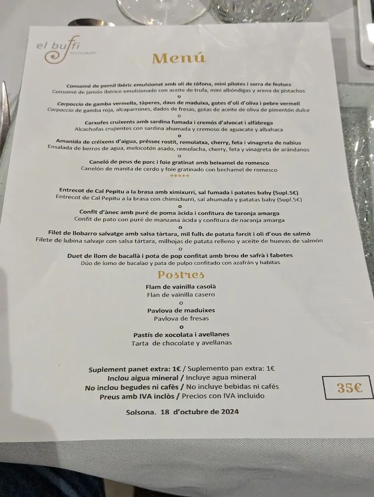Menü_Restaurant El Buffi_Solsona_Bild_1