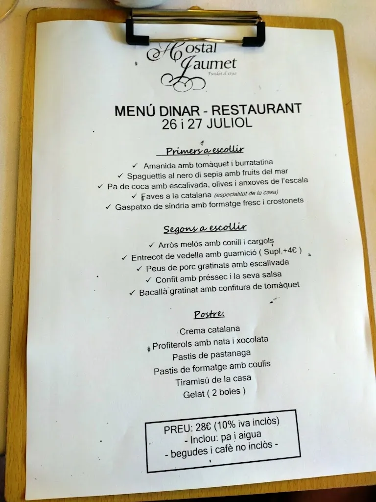 Menu_Hostal Jaumet_Torà_image_1