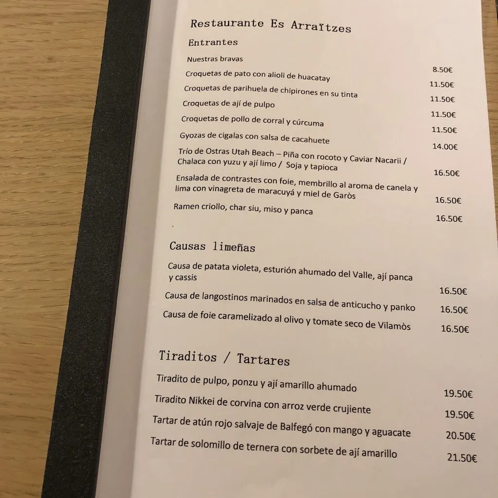 Menu_Es Arraïtzes Restaurant_Naut Aran_image_1