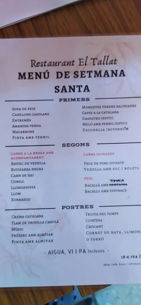 Menu_Restaurant El Tallat_Vallbona de les Monges_image_4