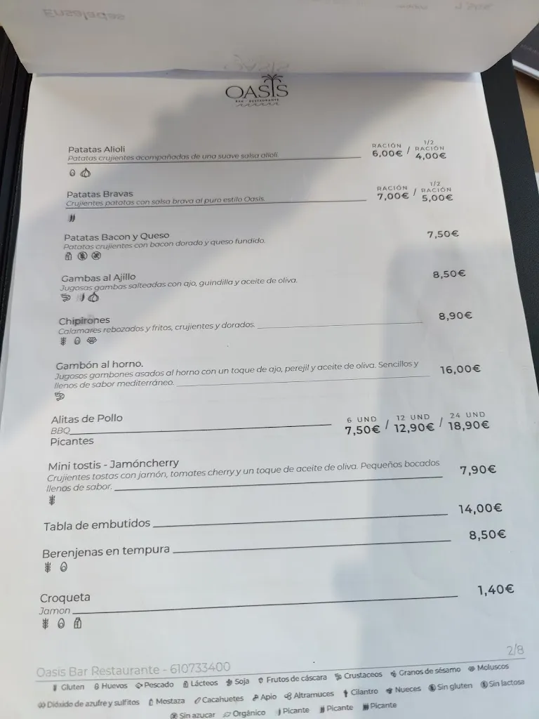 Menu_Oasis Bar-Restaurante_Guardamar del Segura_immagine_1